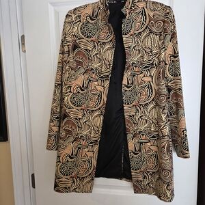 Ellen Tracy Black and Tan Patterned Blazer Size 6 Preloved